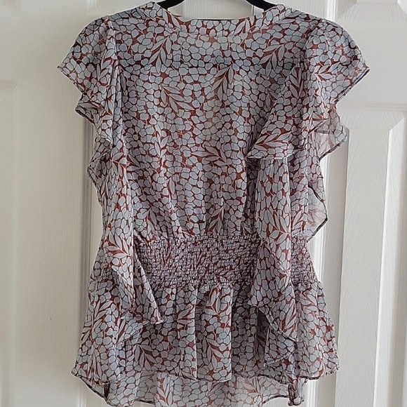 ANTHROPOLOGIE Feather Bone Allegra Top Ruffles Smocked M - Picture 4 of 9